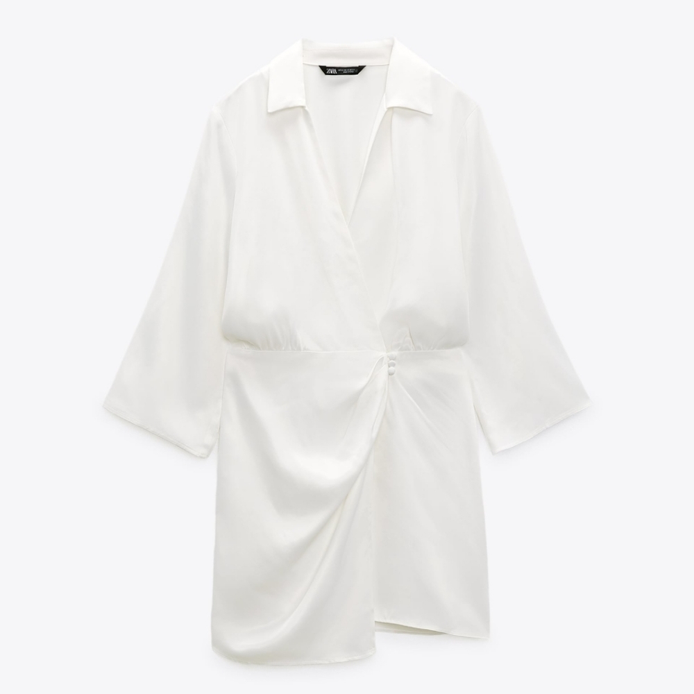 Zara Satin effect shirt dress size Small